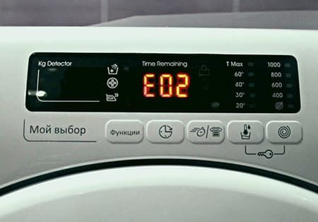 Ошибка E02 в стиральной машине Candy